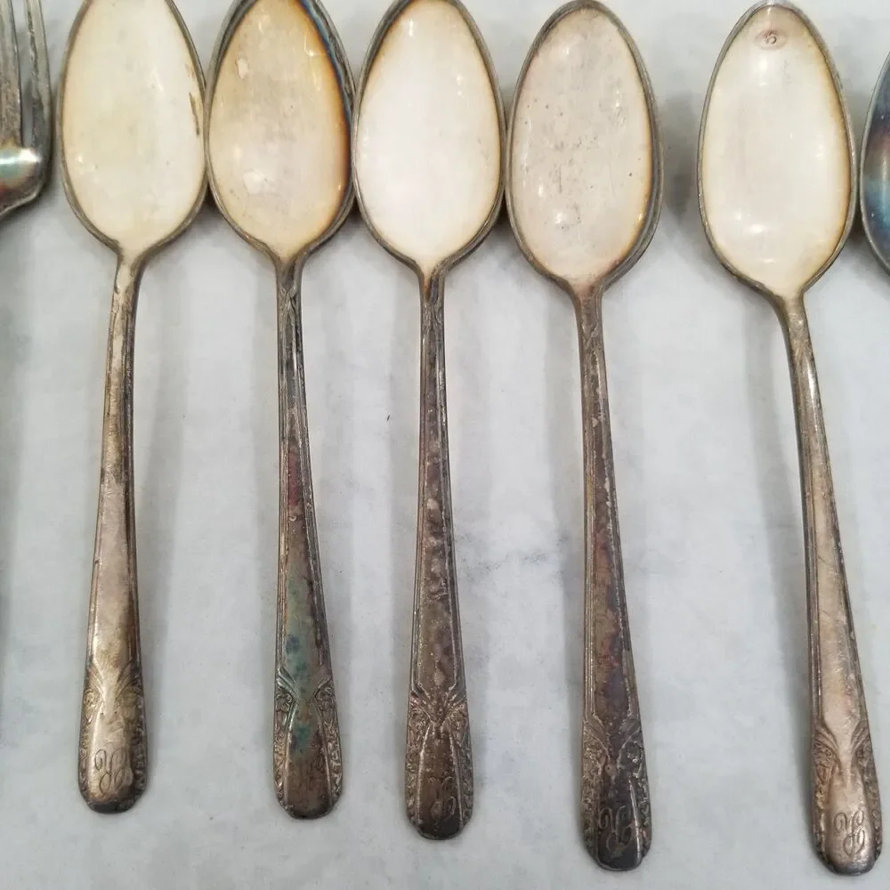 lot of 14 assorted pieces and makers silver plated flatware vintage